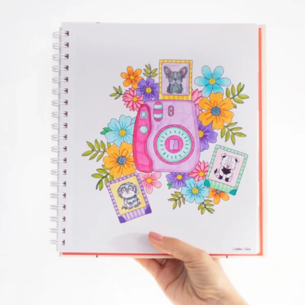 Libro para colorear pupitas floreadas pintado