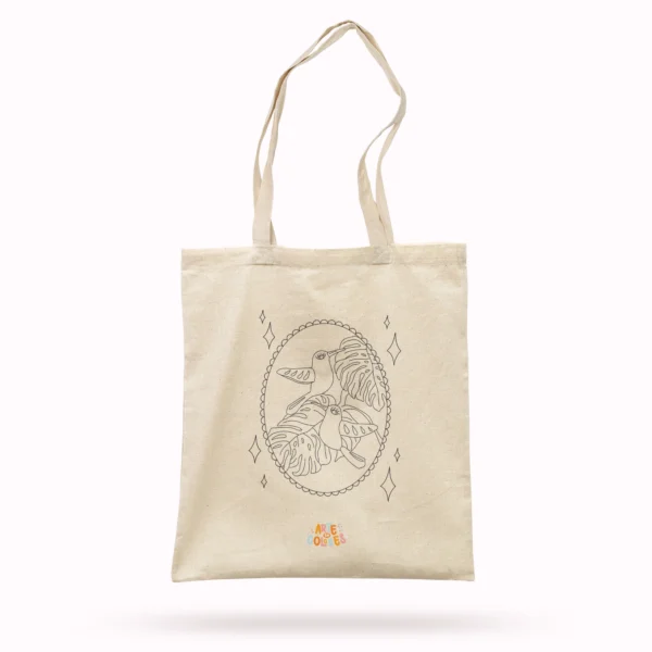 TOTE BAG COLOREABLE (COLIBRÍES) + MIYA SET ACRÍLICOS 36 COLORES - Imagen 2