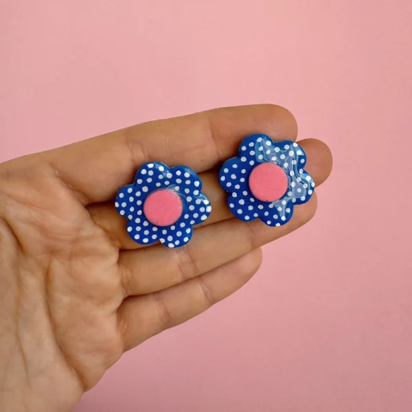 Aros - Modelo Flor - Azul